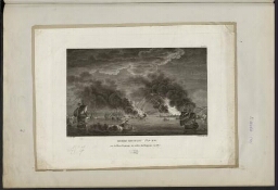 Bombardement d'Alger par Duquesne , 1663 , Gravure en couleur. ( 1787) . Sergent del Morret , sculpteur