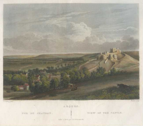 Arques. Vue du château. View of the castle.