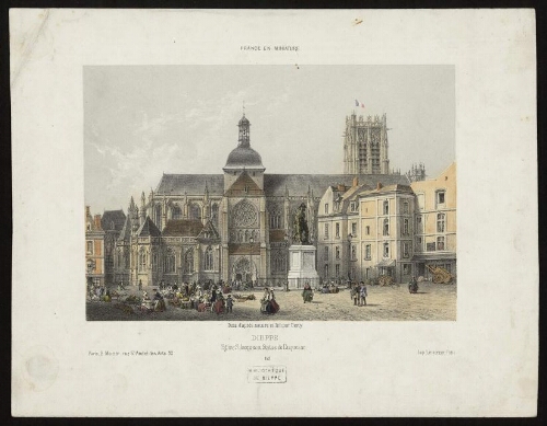 Dieppe, Eglise Saint-Jacques et statue de Duquesne
