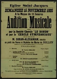 Affiche de la société de chorale «  Le Rondo » et «  le Cercle Symphonique »