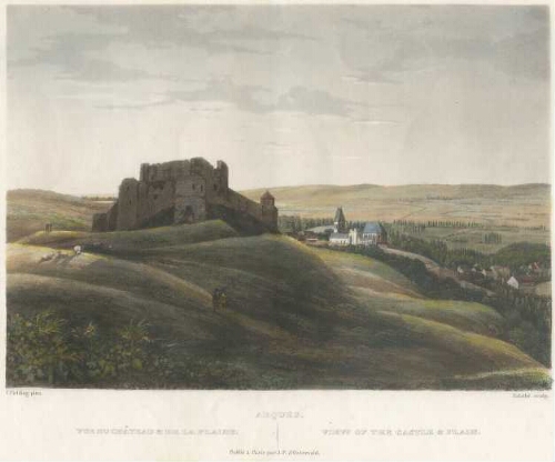 Arques. Vue du château & de la plaine. View of the castle & plain.
