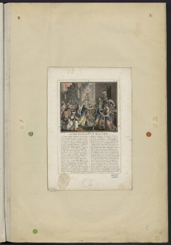 Bombardement d'Alger par Duquesne , 1663 , Gravure en couleur. ( 1787) . Sergent del Morret , sculpteur
