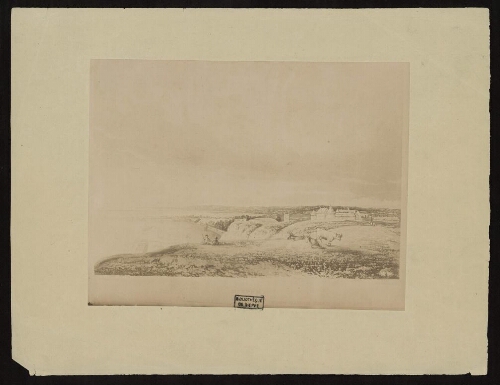 Photographie d'une aquarelle représentant Dieppe vue de la falaise d'Ouest