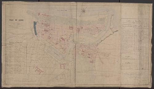Plan général de la ville et des fontaines  de Dieppe, éclairage public