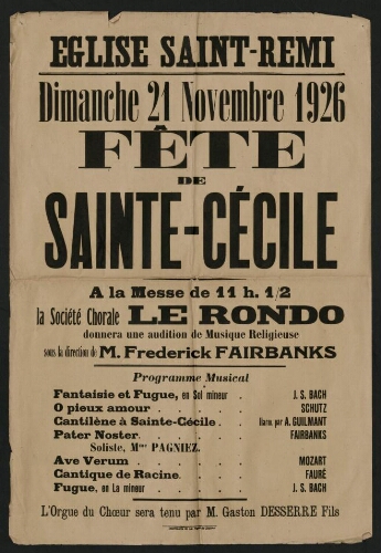 Affiche de la société de chorale «  Le Rondo » et «  le Cercle Symphonique »