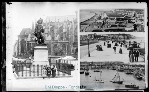 Statue Duquesne, casino, avant-port, boulevard maritime, (quatre vues) (vue de la)